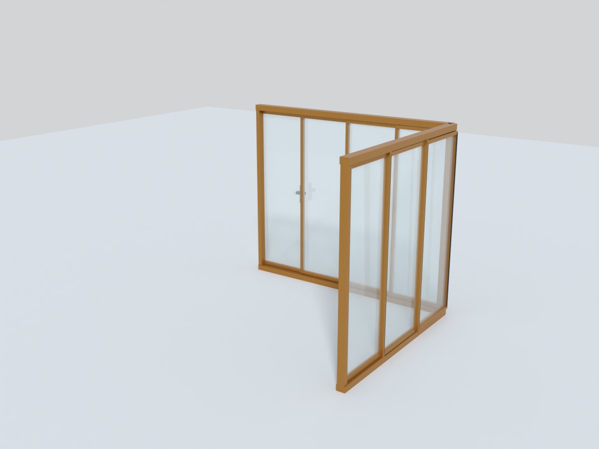 3D-Modell eines mit Cam Proje gezeichneten Eck-Glasbalkons